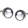 Black Rim Clear Glass Plate Cufflinks
