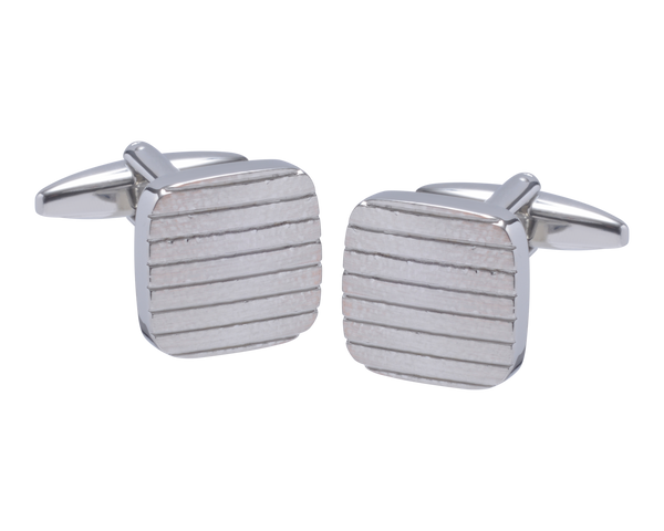 Textured Lines Square Metal Cufflinks