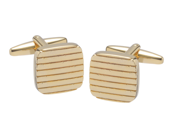Textured Lines Square Gold Cufflinks