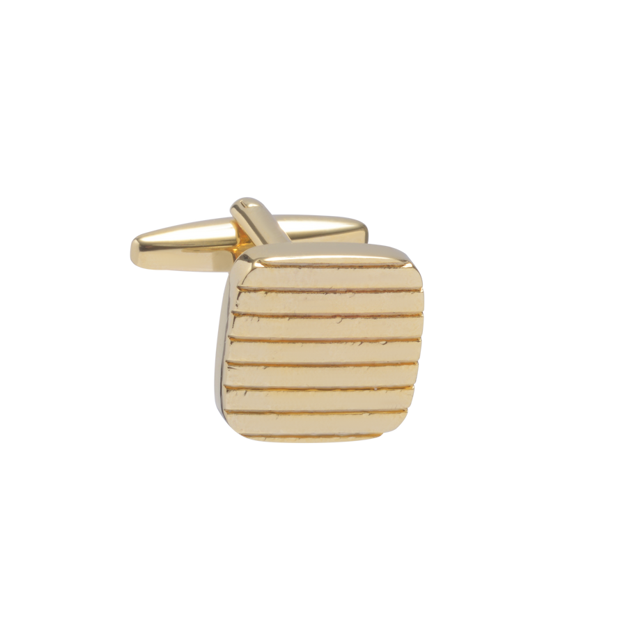 Textured Lines Square Gold Cufflinks