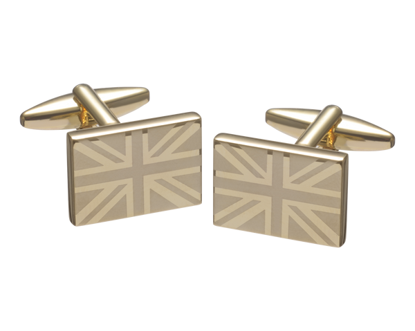 Union Jack Gold Etched Cufflinks