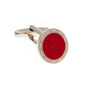 Embossed Red and Pink Round Enamel Cufflinks by Elizabeth Parker England