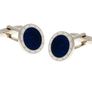 Embossed Blue & White Cufflinks