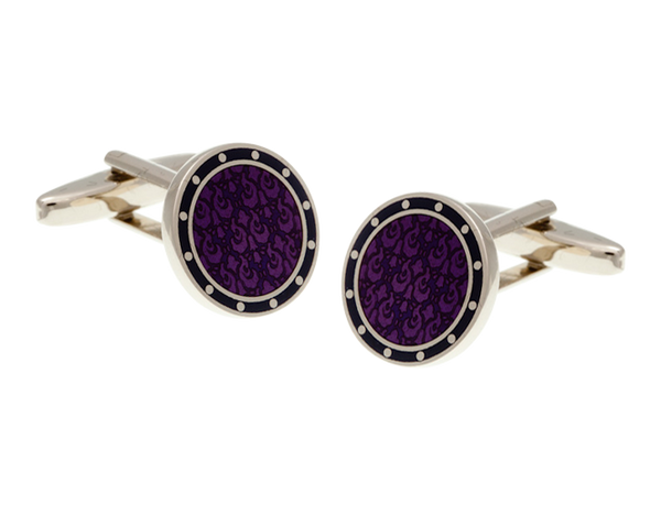 Embossed Purple and Navy Blue Cufflinks