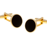 Round Gold Plated with Black Cufflinks