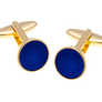 Round Gold Plated Blue Cufflinks