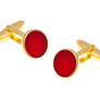 Round Gold Plated Red Cufflinks