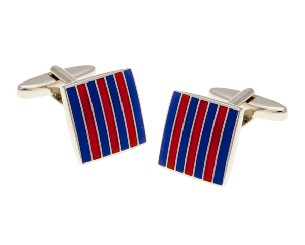 Classic Stripe Blue and Orange Square Cufflinks