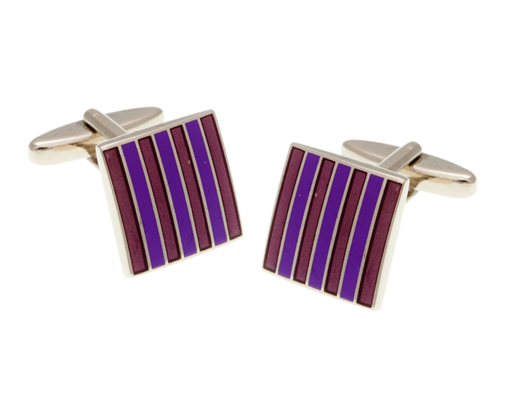 Classic Stripe Purple & Lilac Pink Square Cufflinks