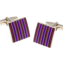 Classic Stripe Purple & Lilac Pink Square Cufflinks