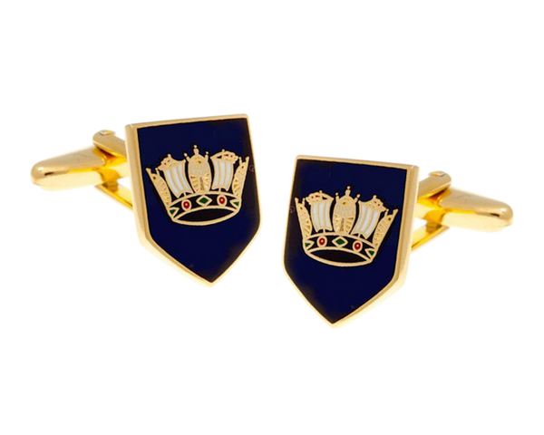Naval Blue Military Styled Shield Cufflinks