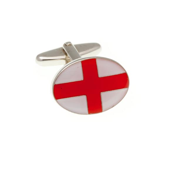 England English Flag Red White St George's Flag Patriotic Enamel Cufflinks by Elizabeth Parker England