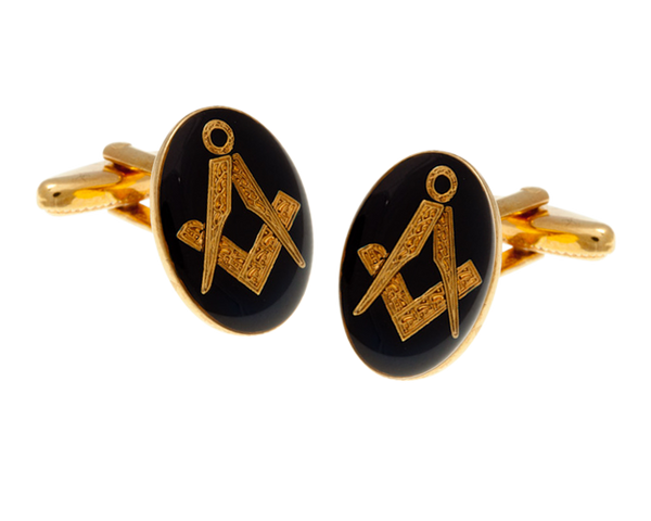 Navy Blue Masonic Oval Cufflinks