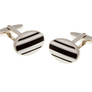 Gentlemen's Stripe Black & White Enamel Cufflinks