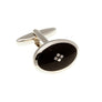 Vintage Diamond Black Enamel Oval Cufflinks by Elizabeth Parker England