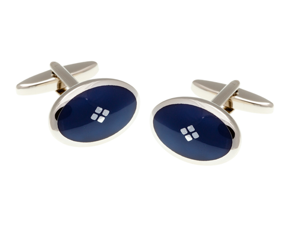 Vintage Diamond Navy Blue Cufflinks