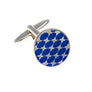 Blue Enamel Trellis Patterned Round cufflinks by Elizabeth Parker