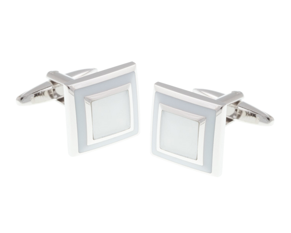 White Square Border Cufflinks