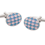Harlequin Pink and Blue Oval Cufflinks