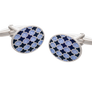 Harlequin Navy and Purple Oval Cufflinks