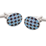 Harlequin Black and Blue Oval Cufflinks