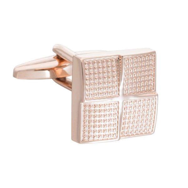 Rose Gold Textured Foursquare Cufflinks by Elizabeth Parker