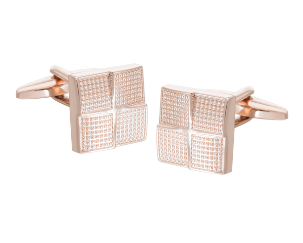 Rose Gold Textured Foursquare Cufflinks