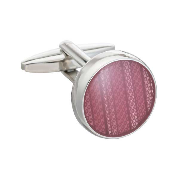Marvell'O'us Round Pink Luxury Enamel Cufflinks by Elizabeth Parker