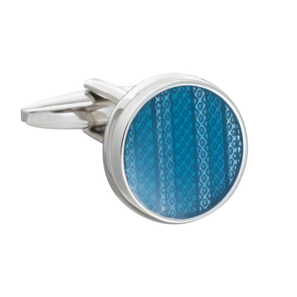 Marvell'O'us Round Blue Enamel Cufflink by Elizabeth Parker