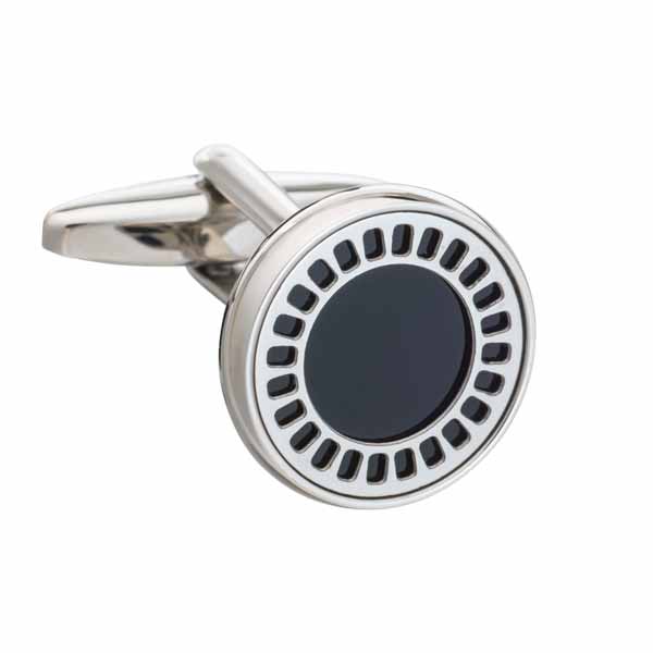 Round Black Onyx Film Reel Cufflinks by Elizabeth Parker