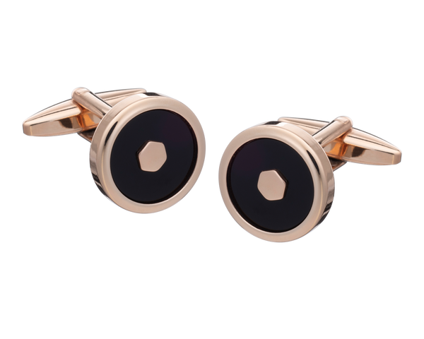 Hexy Middle Onyx Rose Gold Cufflinks