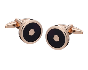 Hexy Middle Onyx Rose Gold Cufflinks