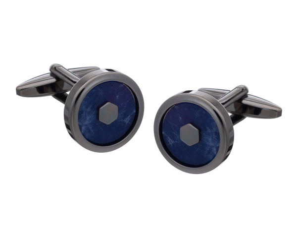 Hexy Middle Sodalite Gunmetal Cufflinks