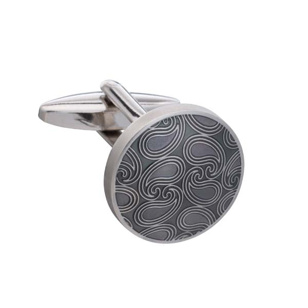 Shades of Grey Paisley Cufflinks