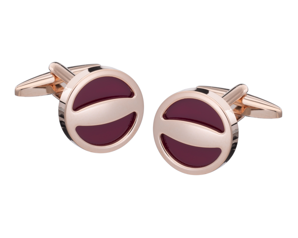 The Label Burgundy Rose Gold Cufflinks