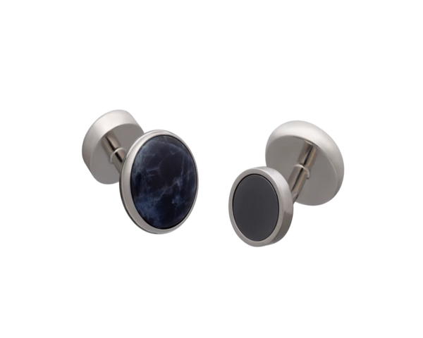 All Change' Reversible Hematite Sodalite Cufflinks