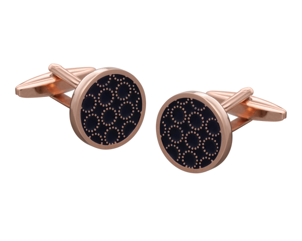 Circle O' Navy Rose Gold Cufflinks