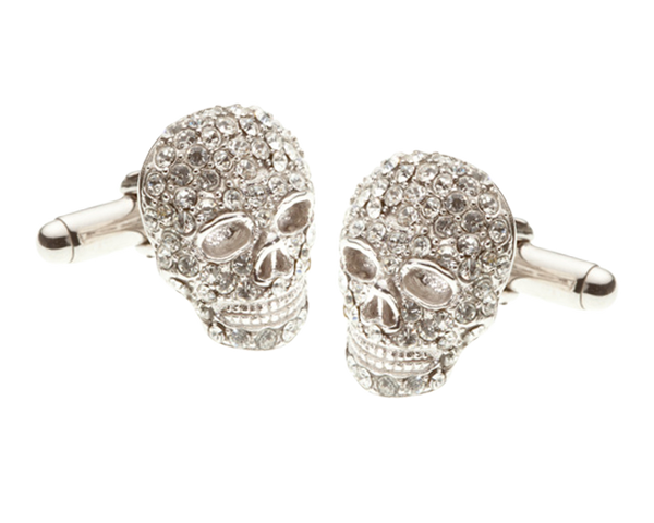 Mad & Bad Clear Crystal Skull Cufflinks