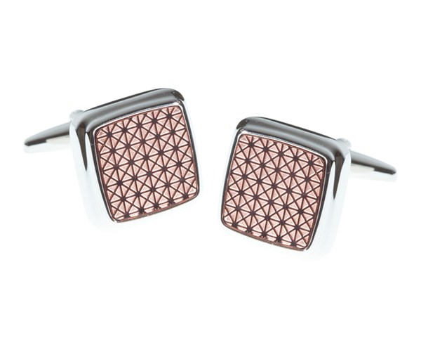 Square Rose Gold Plated Sunrise Pink Cufflinks