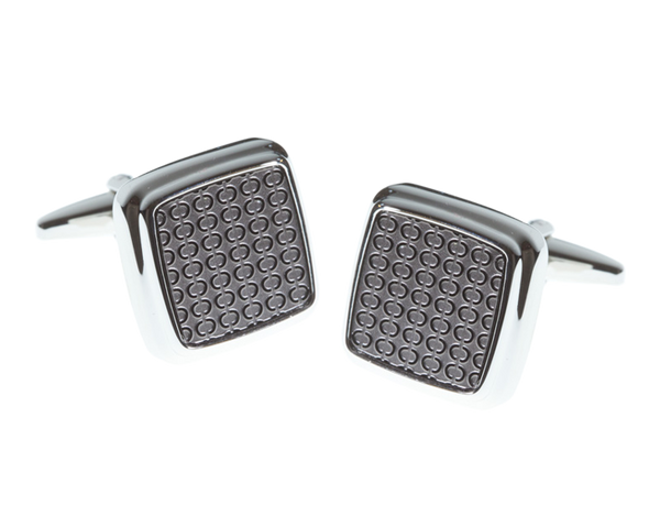 Repeating Oval Soft Square Gunmetal Cufflinks