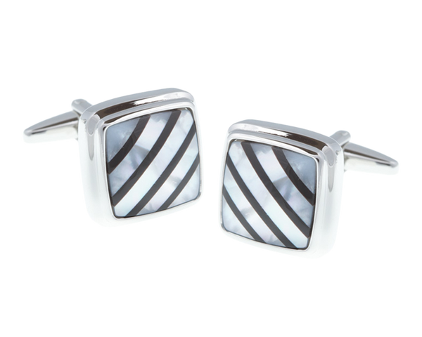 Square Onyx Mother Of Pearl Stone Cufflinks
