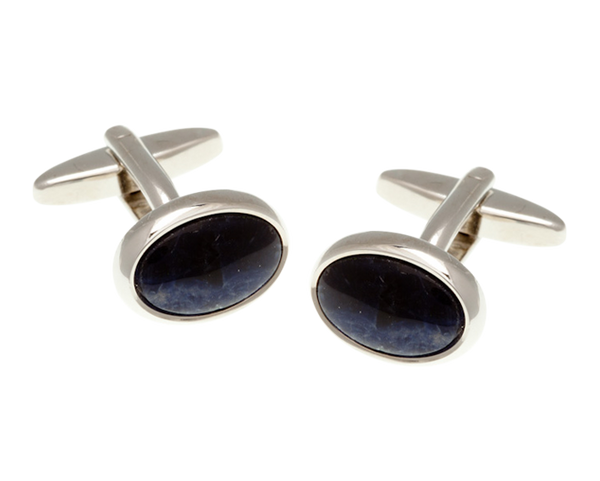 Oval Sodalite Blue Stone Cufflinks