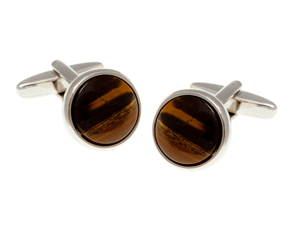 Round Tiger Eye Cufflinks