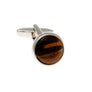 Round Cabochon Tiger Eye Semi Precious Stone Cufflinks by Elizabeth Parker England