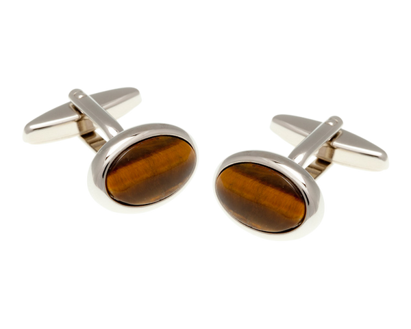Oval Tiger Eye Stone Cufflinks