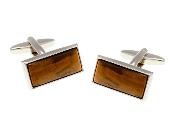 Oblong Tiger Eye Stone Cufflinks