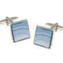 Square Blue Lace Agate Stone Cufflinks
