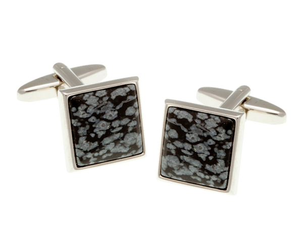Square Snowflake Stone Cufflinks
