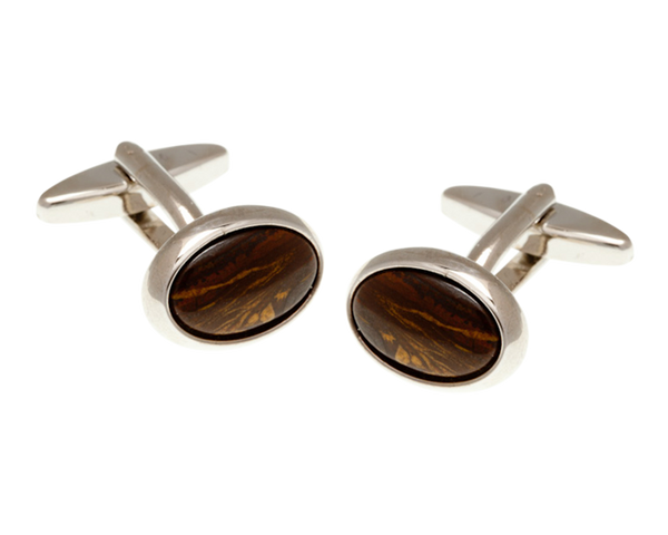 Oval Tiger Iron Cufflinks