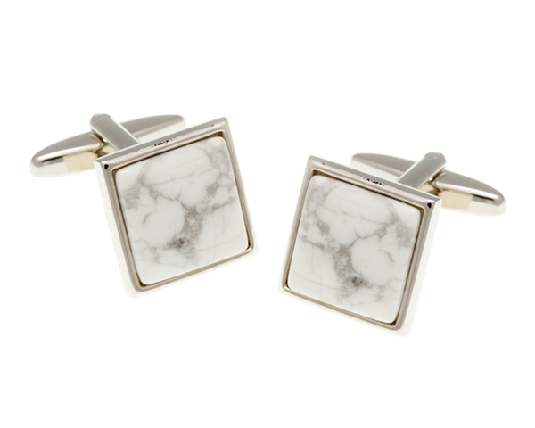Square Howlite Marble Effect Stone Cufflinks